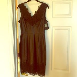 Reiss black leather and lace dress.